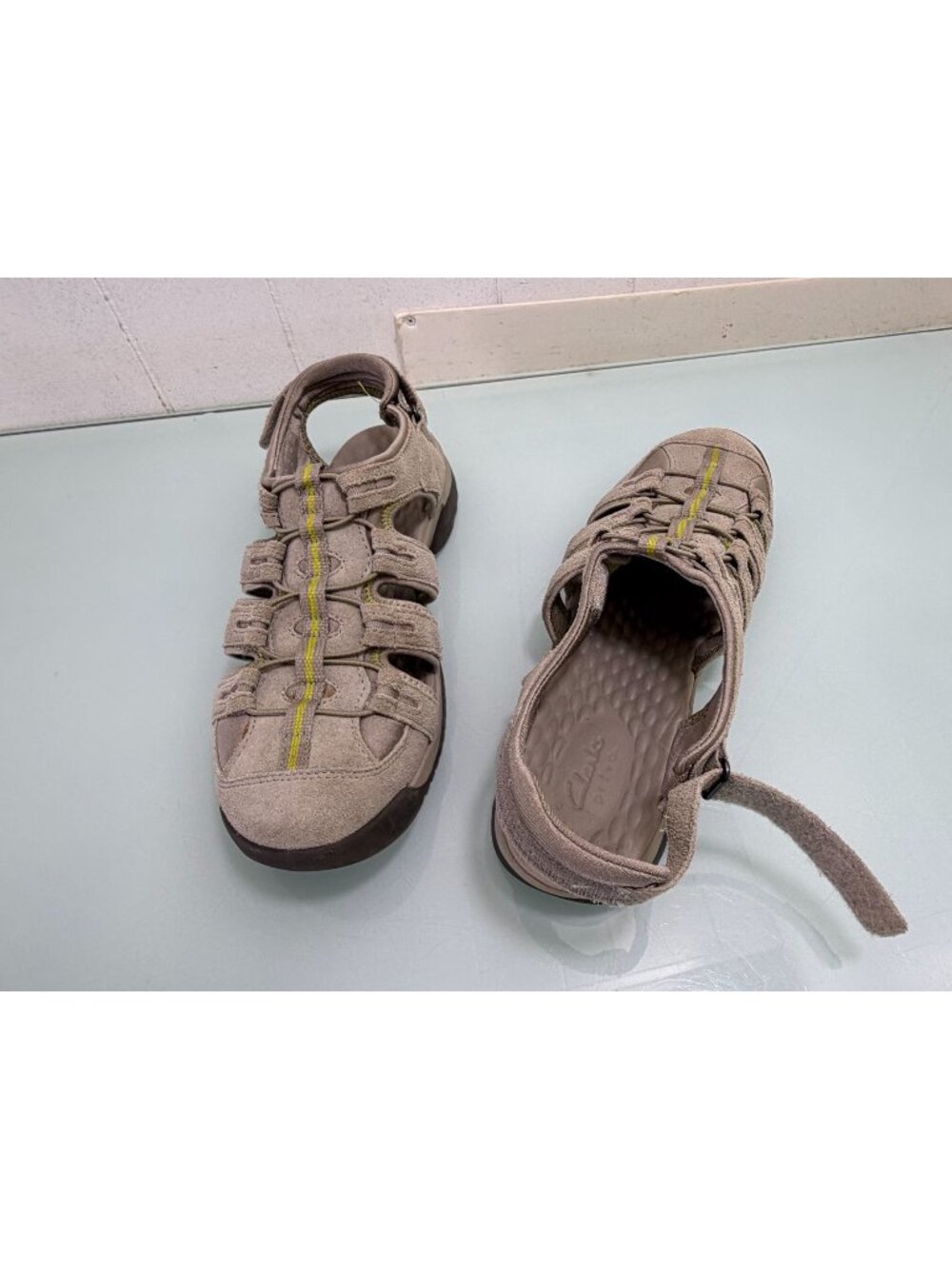 Clarks Privo Leather Vapor Mist Fisherman Sandals Women's Shoes Size 12 Wide